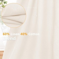 Linen Fabric by the Yard, 61 Inch Wide White Blend Cloth, 60% Linen 40%