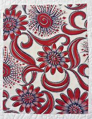 1930-1940s feedsack fabric piece 9×11″ Navy Blue & Red Floral