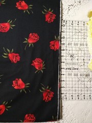 Black with Red Roses Cotton Quilting Fabric BTHY 18×43″ Floral