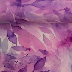 1M X 1.50M Cotton Jersey Elias Leaves Lilac