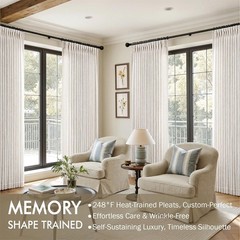 Pinch Pleated Linen 40 Inch Wide Curtains 96 Inches Long for Living Room, Mem…