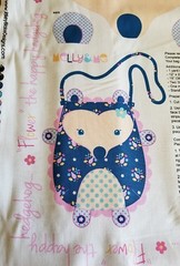 The Happy Hedgehog Flower Blue Hand Bag Panel Riley Blake Designs Melly & Me