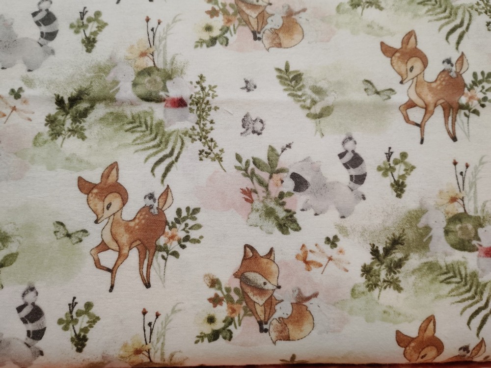 NEW Flannel Fabric Nature Baby Forest Animals Cotton BTY