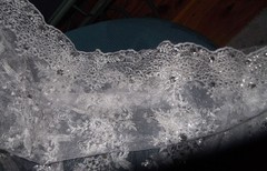 SILVER BEADED EMBROIDERED NET LACE FABRIC, BRIDAL LACE, SEQUINS, 137 CM width