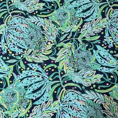 Lilly Pulitzer Cotton Poplin Fabric Low Tide Navy Catty Purrsonality 36″ X 57″