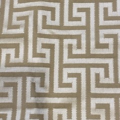 3.7 Yards Reversible Greek Key Upholstery Fabric Beige Tan Geometric 58 Wide