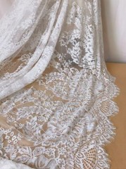 Soft Chantilly Lace Off white French Lace Fabric for Wedding Dress Baptism Gown