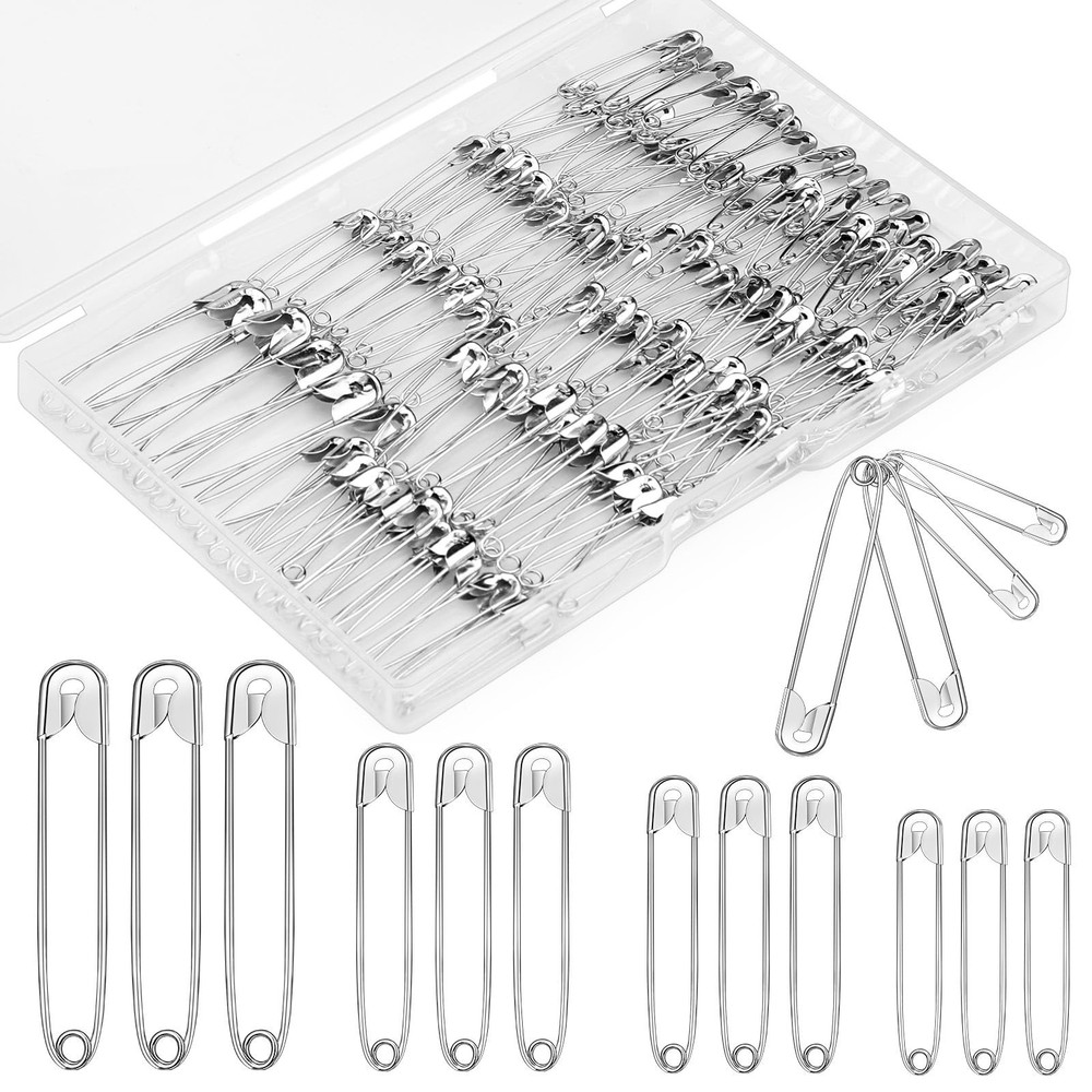 Mnuizu 200Pcs Safety Pins, 4 Size Heavy Duty Safety Pins for Clothes | 0.7inc…