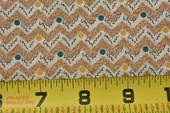 By 1/2 Yd, Vintage, Brown & Cream Chevrons, Purple & Yellow Dots, Springs, V272