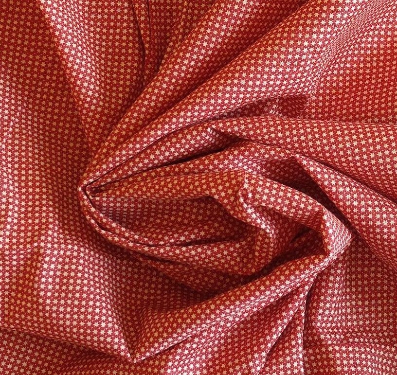 General Fabrics Cotton Quilt Fabric MINI STARS DOTS on RED 45″W x 3⅓ Yards