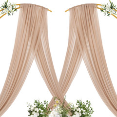 Nude Wedding Arch Draping Fabric 2 Panels 29″ X 20 FT Extra Long Gauze Drapes Sh