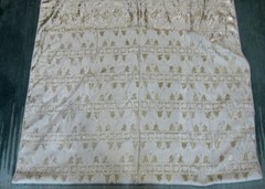 vintage 2-1/2 yd METALLIC & Cotton (?) FABRIC Gold & Silver on Cream 43″w. washd