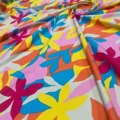 Pastel Colored Flowers Print Stretch Fabric Swimsuit Spandex 60″ wide By Yard