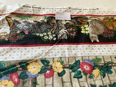 Quilting Sewing Crafts Fabric Lot Cats Green Red Blue White Cotton
