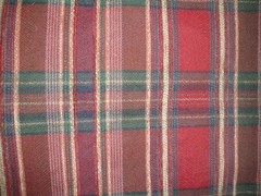 Plaid Red Tan Blue Chenille Rossville Chromatex Mills USA – 5+yds=$0 S&H