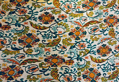 VTG `70s Colorful Floral Paisley Polyester Nylon NO Stretch 34″ X 69″ FUNKY