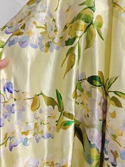 Heavy Natural Silk Flax Charmeuse Material Floral Silk Linen Suit Jacket Fabric