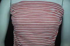 Linen Cotton Rayon Knit Jersey fabric1/8″ Red 3/16″ Natural Oatmeal Stripes