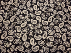 VTG. PRINTEMPO, Dressmaker Black and White Paisley Cotton Poplin By The 1/2 Yd.