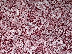 By 1/2 Yd Vintage Leaves Berries Vines Dark Red Tonal Cotton Fabric by Cranston