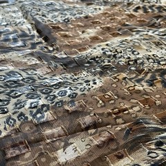 Jo-Anne Fabric Sheer Animal Print Squares Cheetah Zebra Brown Blk 57″W 58″L 1+Yd