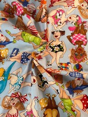 Fabric -RARE Vintage 2005 Loralie Harris Design Bathing Beauties 32.5 L x 19.5 W