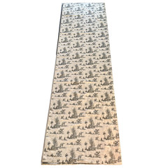 VTG French Country Toile Fabric Black Beige Pastoral Colonial Farmstead 2.5 yd