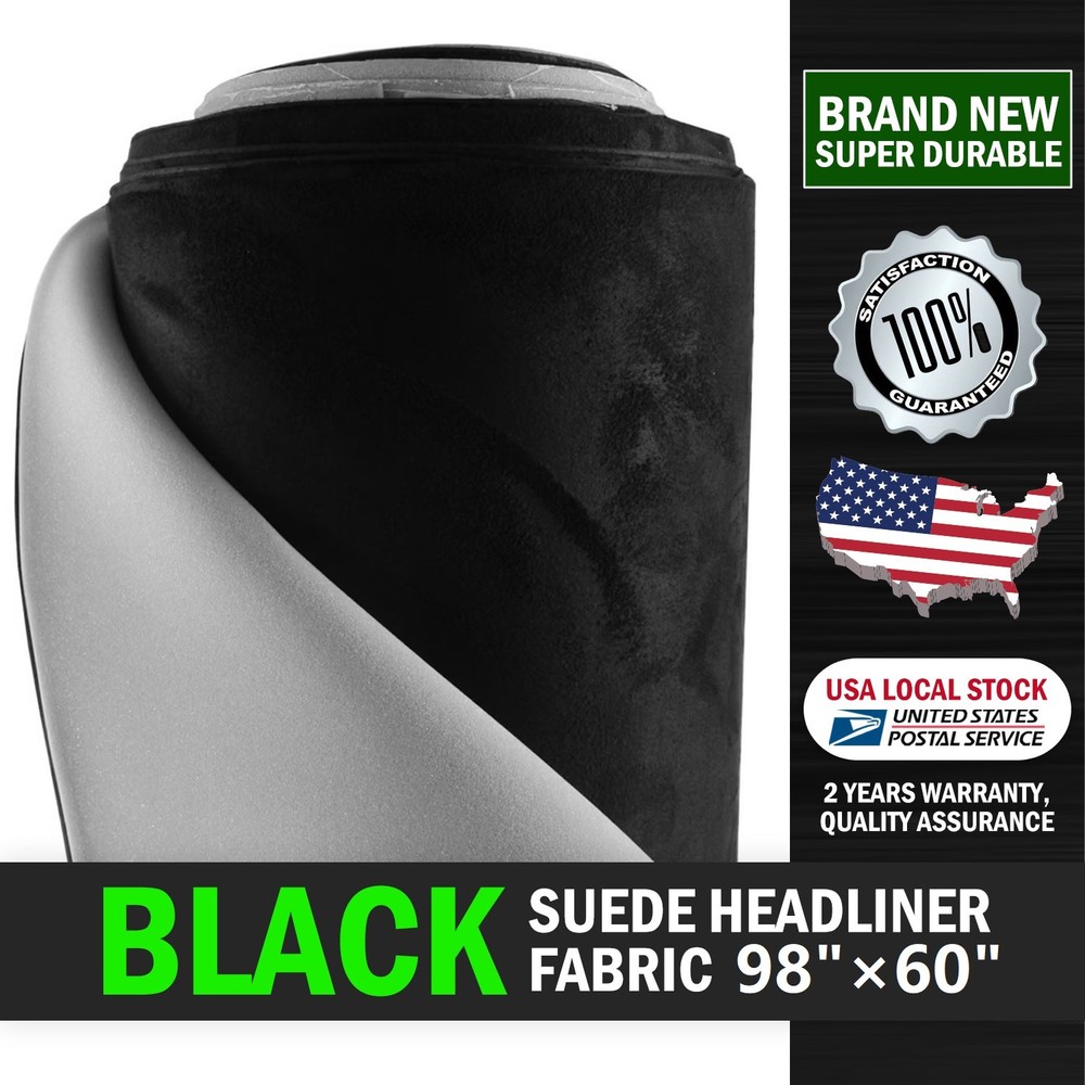 98×60 Inch Black Headliner Fabric Material DIY for Car/Truck/SUV Roof Upholstery