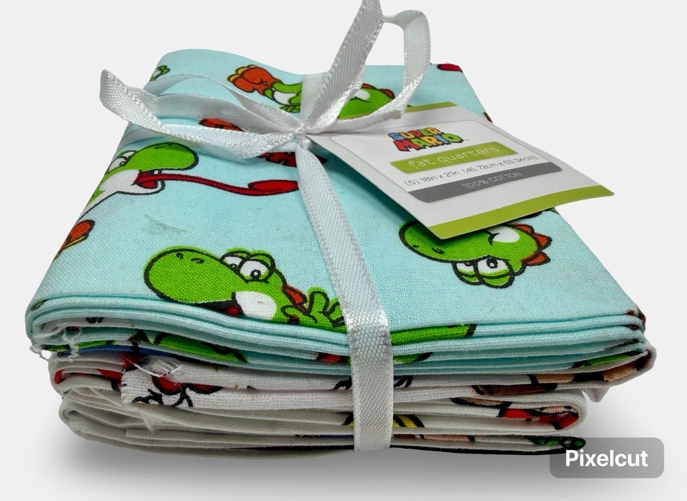 Nintendo Licensed Super Mario Fat Quarter 5 pcs Bundle 18″x21″ Yoshi Luigi Peach