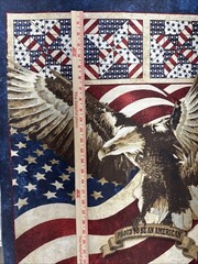 Patriotic Stars & Stripes Eagle Cotton Fabric Panel Quilts of Valor 42″x23″ #69