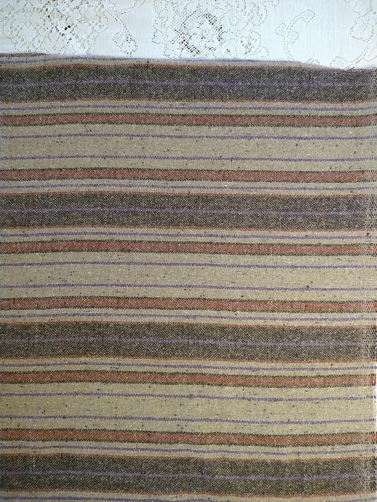 Brown Tan Rust Stripe Lightweight Wool Fabric 20″ Long x 62″ Wide