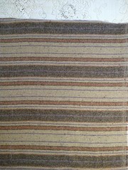 Brown Tan Rust Stripe Lightweight Wool Fabric 20″ Long x 62″ Wide