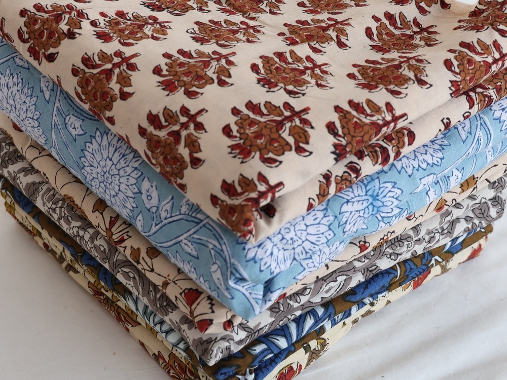 100 Pce Handmade Cotton Fabric by the Yard | Hand Block Print Fabric Scrap