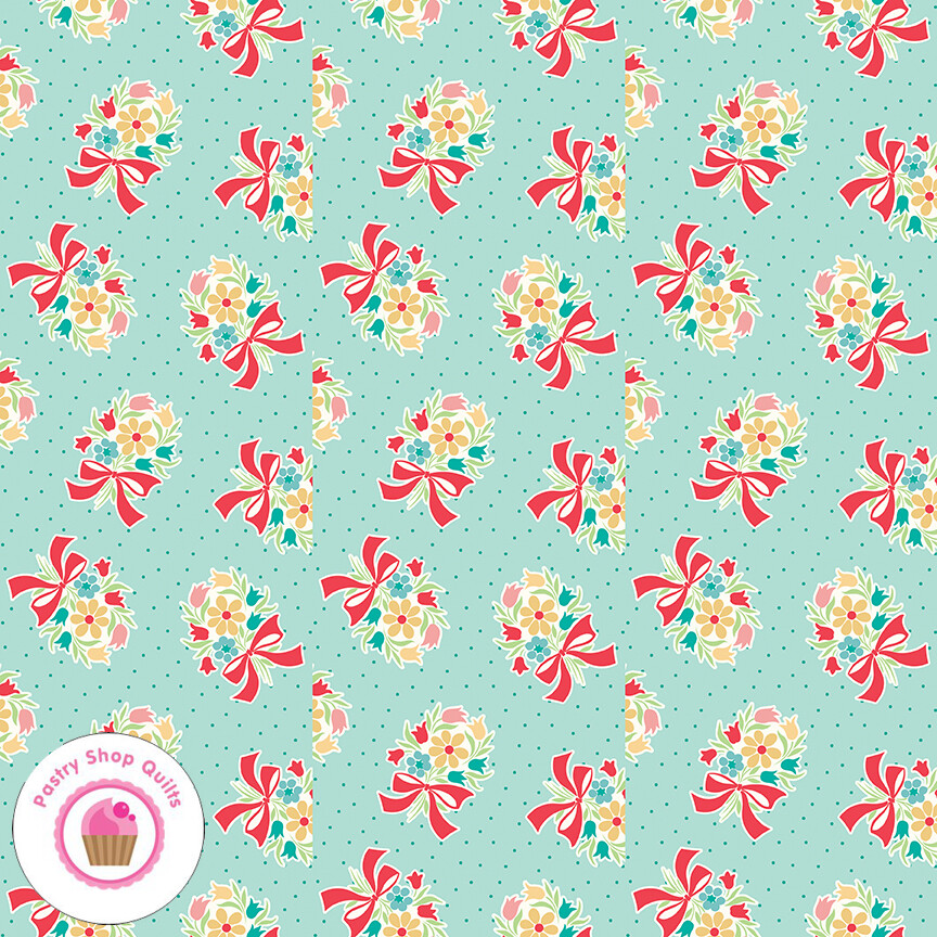 Riley Blake VINTAGE HAPPY 2 C9135S Seafoam Floral Quilt Fabric LORI HOLT 30s Rep