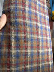 Vintage Plaid Cotton Fabric Japanese Style 65 x 58” Brown
