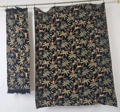 Vintage Jungle Print Velvet Tapestry Fabric Monkeys Leopard Remnants
