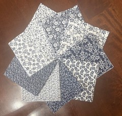 108 Piece Navy & White Charm Pack 5” Squares Cotton – 9 Designs – 12 Each