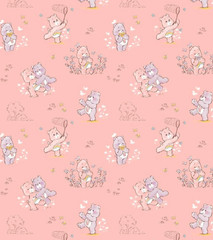 Care Bears Fabric Cheer Share Bear 1.5 yards 100% Cotton camelot pink purple new