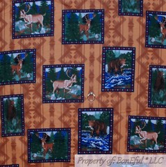 BonEful Fabric FQ Cotton Flannel Quilt VTG Blue White Sheep Farm Animal Baby Boy