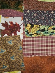 Lot Of 5 Pieces Of Mixed Patterns Fall Themed Cotton Fabric & 70 X 6.5″ Squares