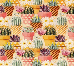 FAT QUARTER FABRIC SUCCULENTS CACTUS DESERT PLANTS FLOWERS SINGER COMPANY FQ