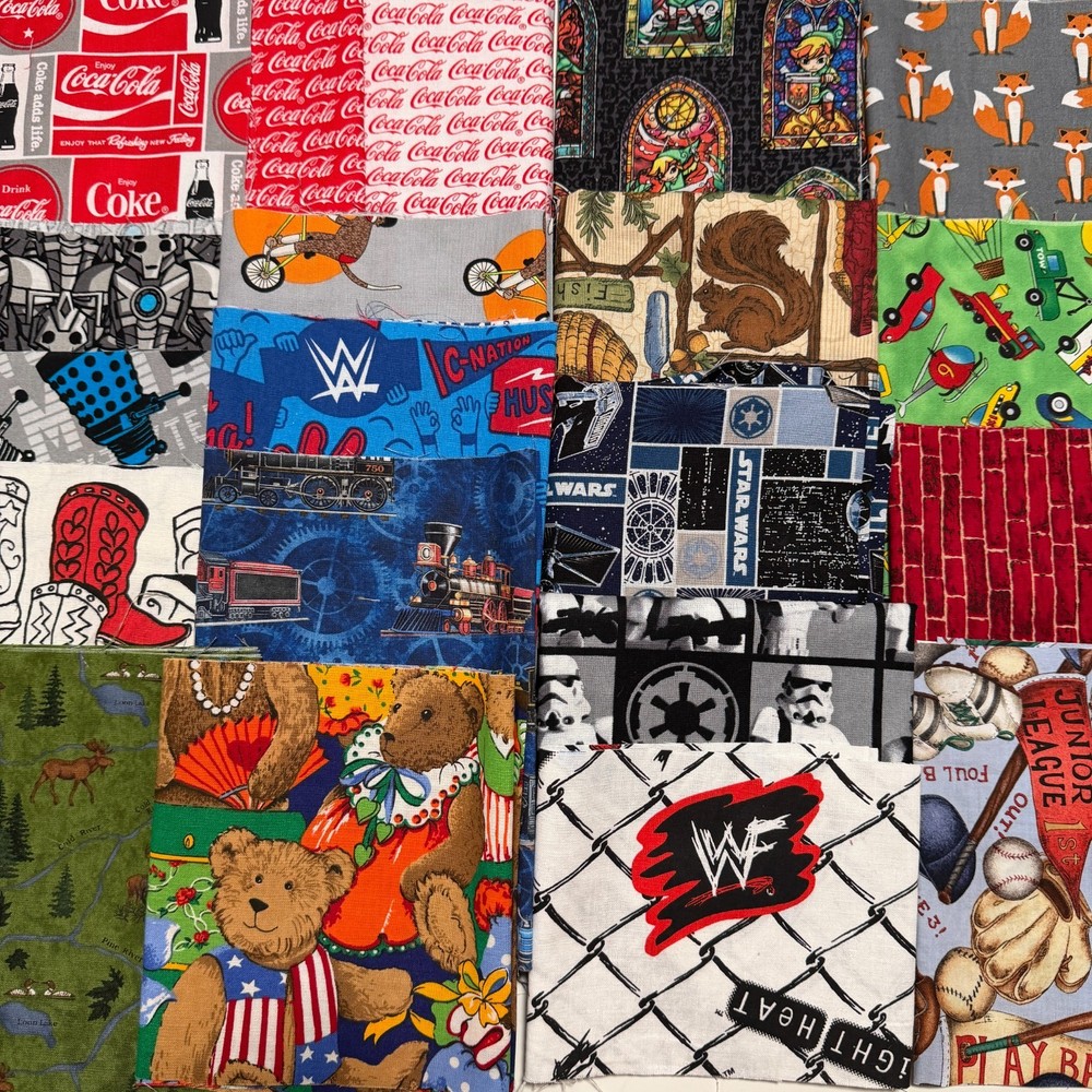 Cotton Fabric Bundle Boys I Spy Scraps 20 Pieces 1 lb 7oz