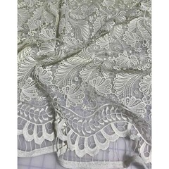 Ivory Flourish Floral – Schiffli Lace Fabric