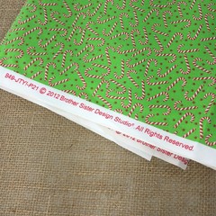 Christmas Holiday Fabric Cotton 44in W X 3 yds Green Candy Cane Pattern