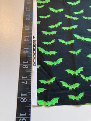 Halloween Bat Fabric Remnant Lot 3 Pc Glitter Neon Green Purple Cotton Gothic