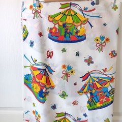 1977 Pattern Rights White Primary Colors Carousel CottonPoly Fabric 2.5yd x 44″