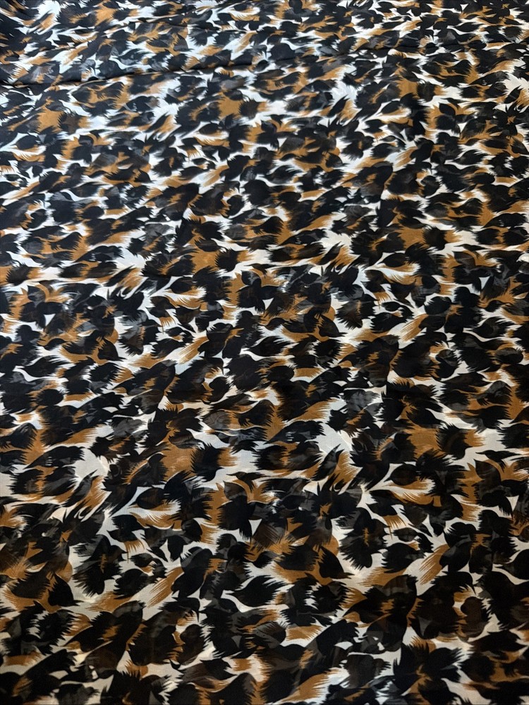 Vintage Chiffon Fabric Sheer Abstract Animal Ikat Print 45″ Wide x 8 Yards #56