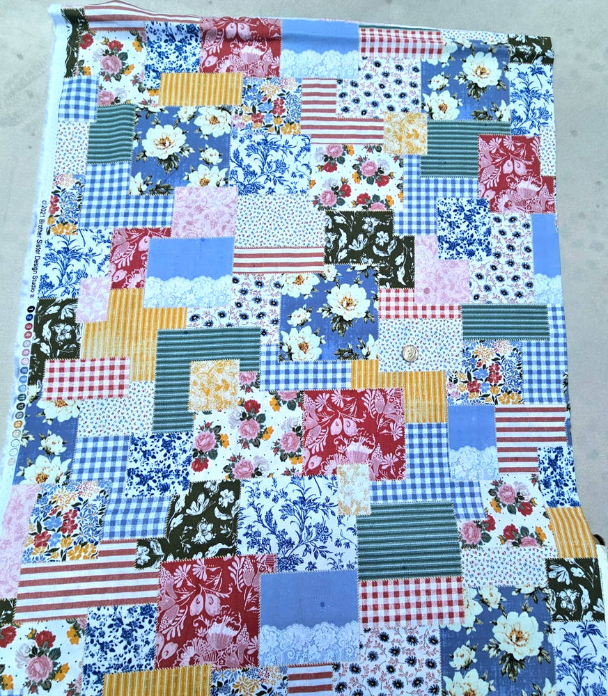 NEW Cotton Fabric Boho Patchwork Quilt Flowers Gingham Popular By the Yard 44″W