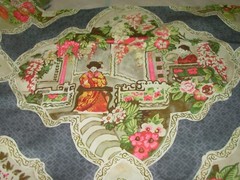 3 3/8 YD P KAUFMANN TEAHOUSE TOILE ASIAN RAVEN COTTON UPHOLSTERY FABRIC FOR LESS