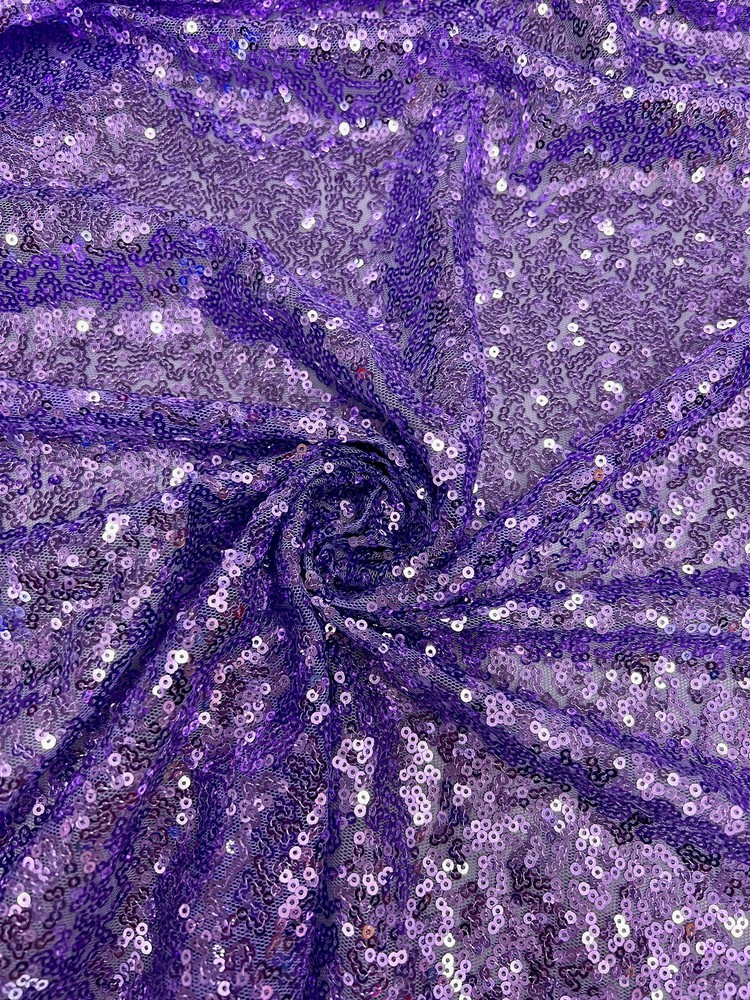 Leila LAVENDER Sequins on Mesh Fabric by the Yard – 10050
